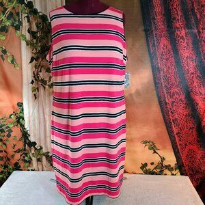 NWT The Limited Sz 1X Pink Black Gala Stripe Reversible Sleeveless Shift Dress